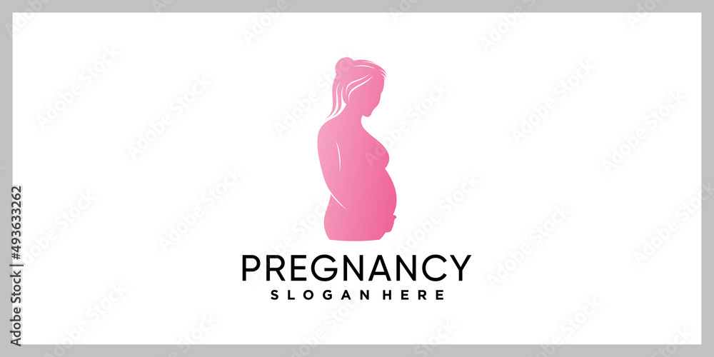Fototapeta premium Woman pregnancy logo design template with creative modern concept