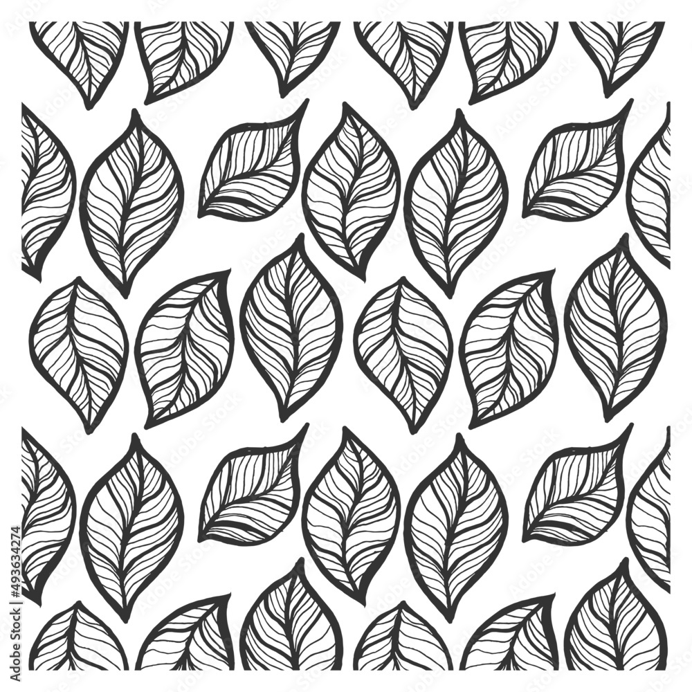 Obraz premium Seamless pattern with leaves. Decorative floral elements for print.