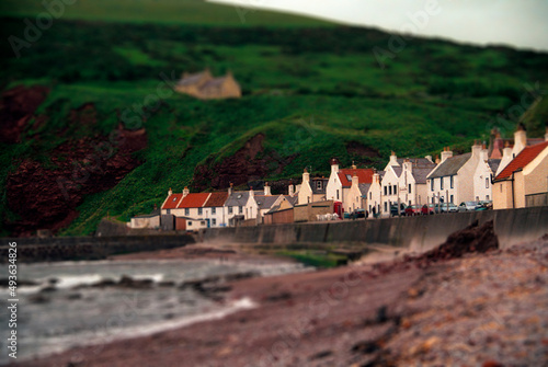 Tilt shift - Overview of pennan village - Scotland - UK photo