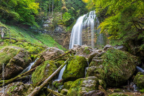 River and Waterfall at Cirque de Saint Meme. Savoy France.