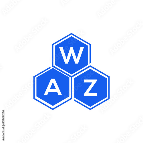 WAZ letter logo design on black background. WAZ  creative initials letter logo concept. WAZ letter design. photo