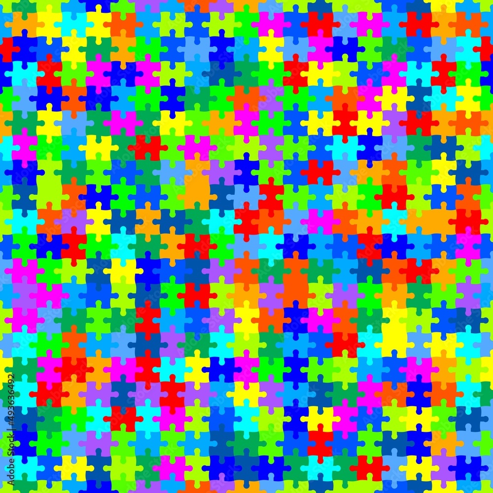 Seamless colorful pattern with puzzles, jigsaw, childrens pattern background