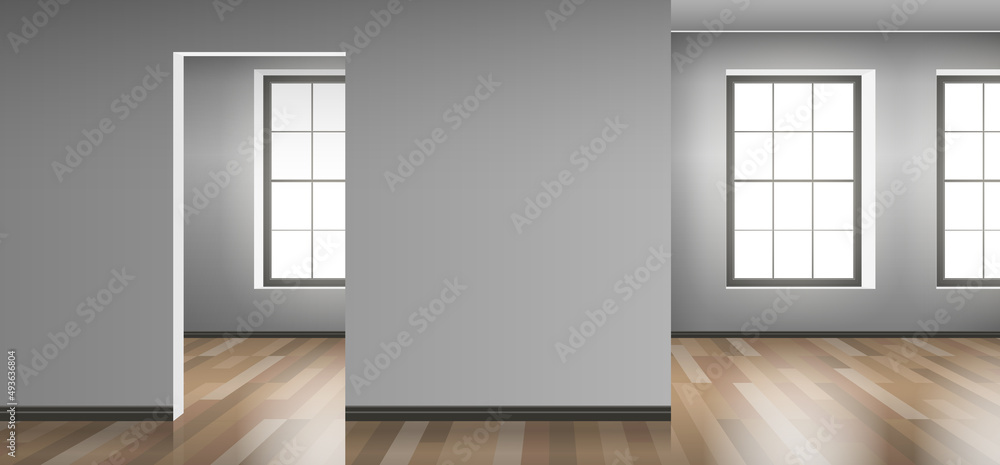 empty apartment room interior with wooden floor windows vector illustration empty apartment room interior with wooden floor windows vector illustration