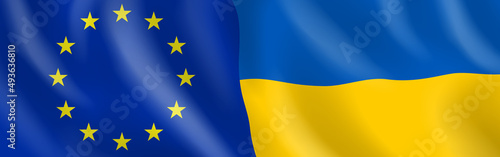 european union and ukraine flags partnership concept vector illustration