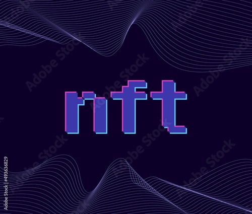 non-fungible token illustration, nft letters on dark background, vector design