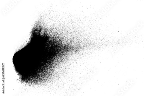Black grainy texture isolated on white background. Dust overlay. Dark noise granules. Digitally generated image. Vector design elements. Illustration, Eps 10.