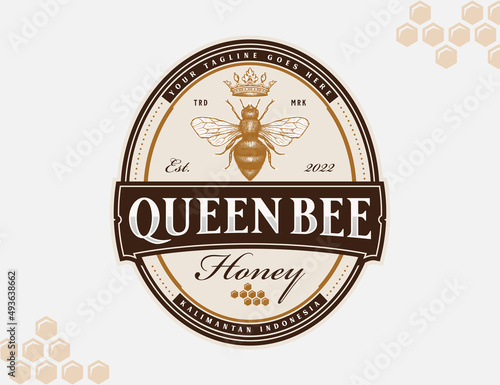 Classic emblem honey farm logo.