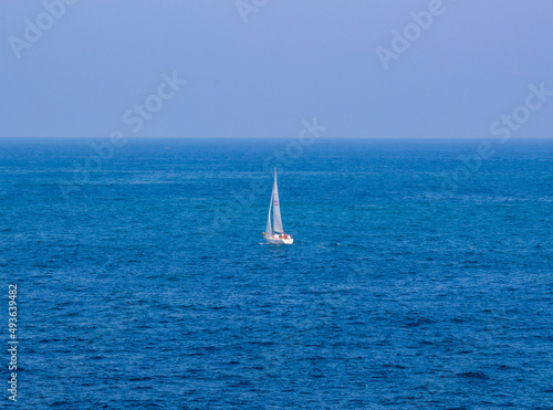 Sailing boat sailing in the sea in Hong Kong © Bowie
