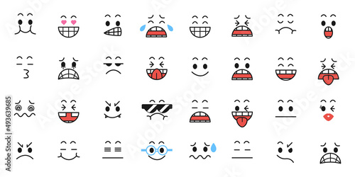 Set of Funny cartoon with Facial Expressions.