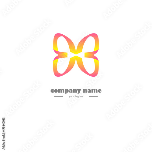 3d butterfly shape logo with gradient color
