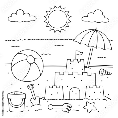  Toys On The Beach Coloring for Kids
