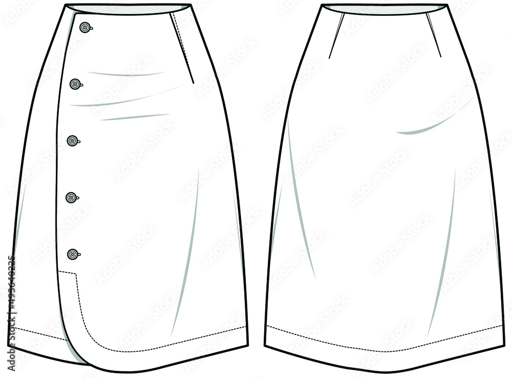 Women Office Wear Skirt, Tight Wrap Around Skirt With Side Button