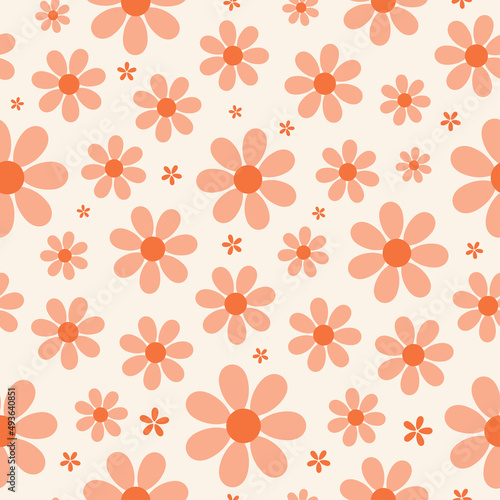 Seamless pattern with orange daisies