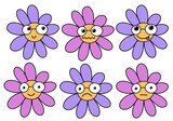 Set with cartoon flowers for fabrics and kids and packaging and cards and stickers and magazines and hobbies