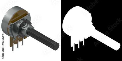 3D rendering illustration of a single turn potentiometer photo