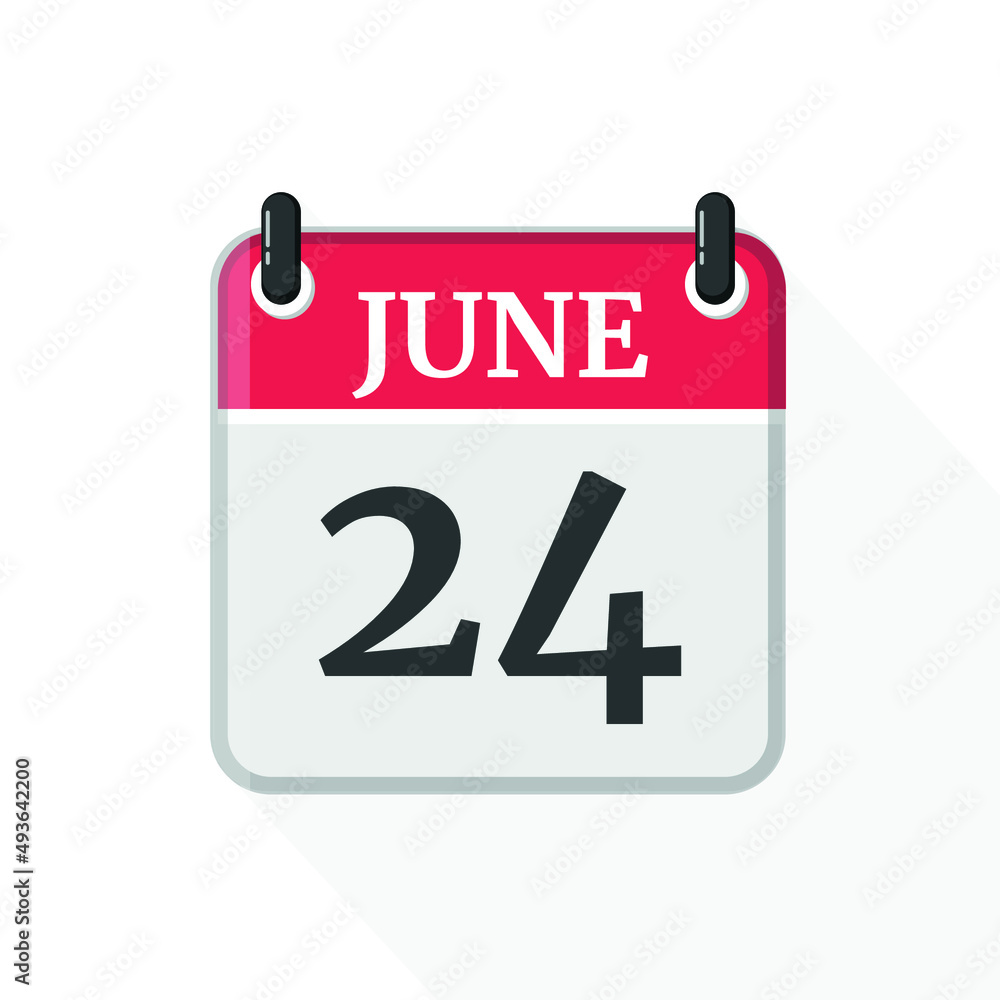 Calendar on white background. 24 June. Calendar on white background. 24 June.