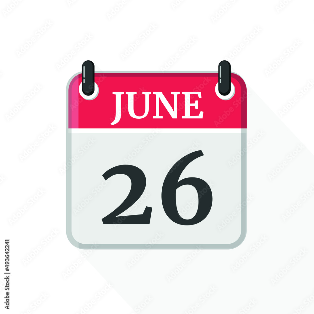 Calendar on white background. 26 June. Calendar on white background. 26 June.