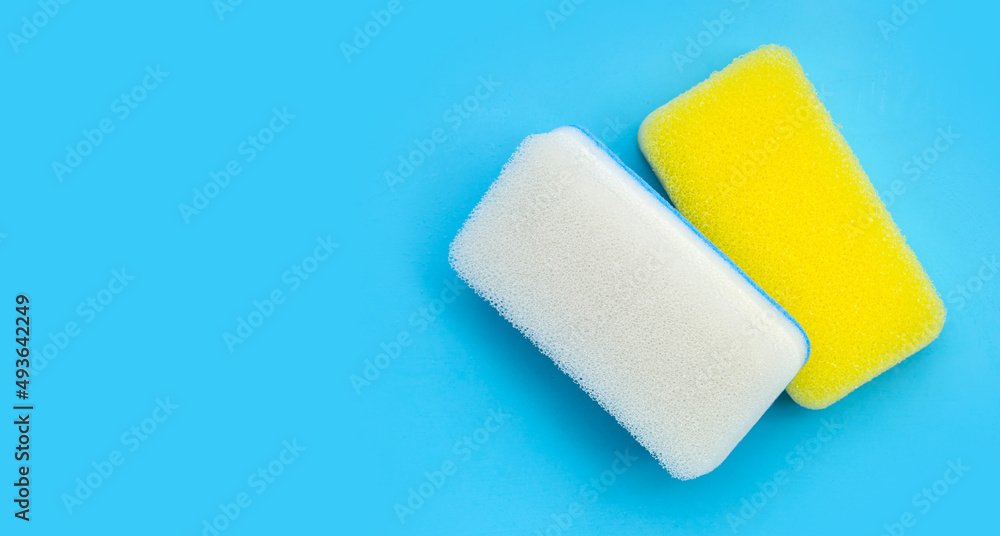 Cleaning kitchen dishwashing sponge. Copy space Cleaning kitchen dishwashing sponge. Copy space