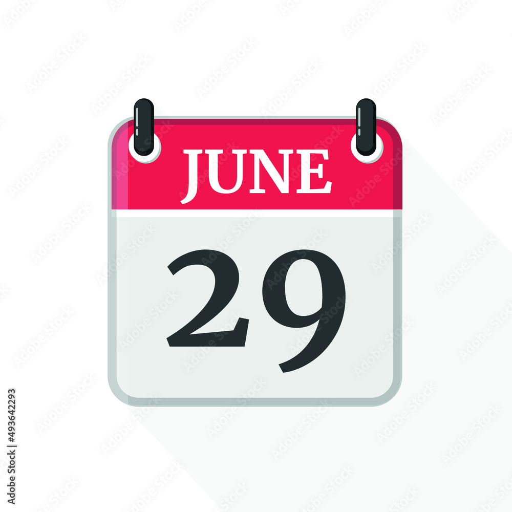 Calendar on white background. 29 June. Calendar on white background. 29 June.