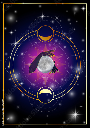 Witch Ritual Spells Incantations under the full moon