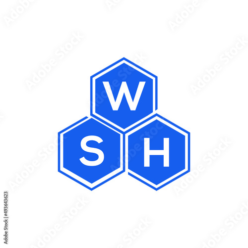 WSH letter logo design on White background. WSH creative initials letter logo concept. WSH letter design.  photo