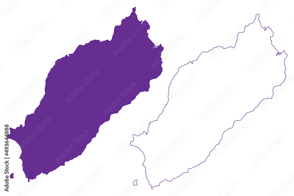 Fototapeta premium Itsukushima island (Japan, East Asia, Japanese archipelago) map vector illustration, scribble sketch Miyajima map