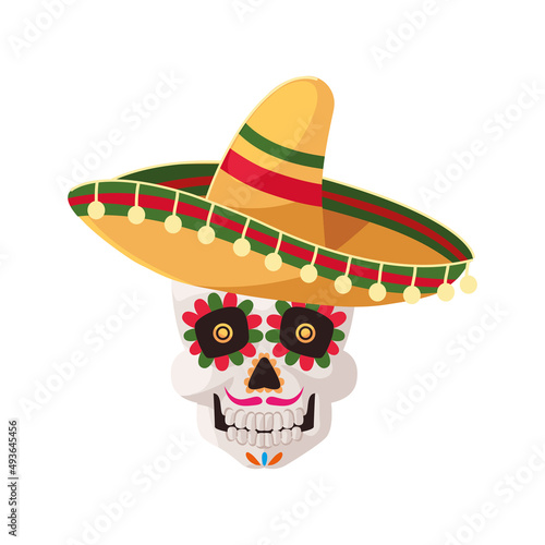 mexican skull with hat