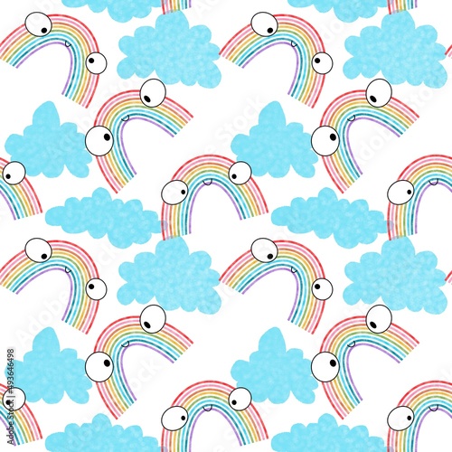 Rainbow seamless pattern for fabrics and textiles and packaging and gifts and cards and linens and kids