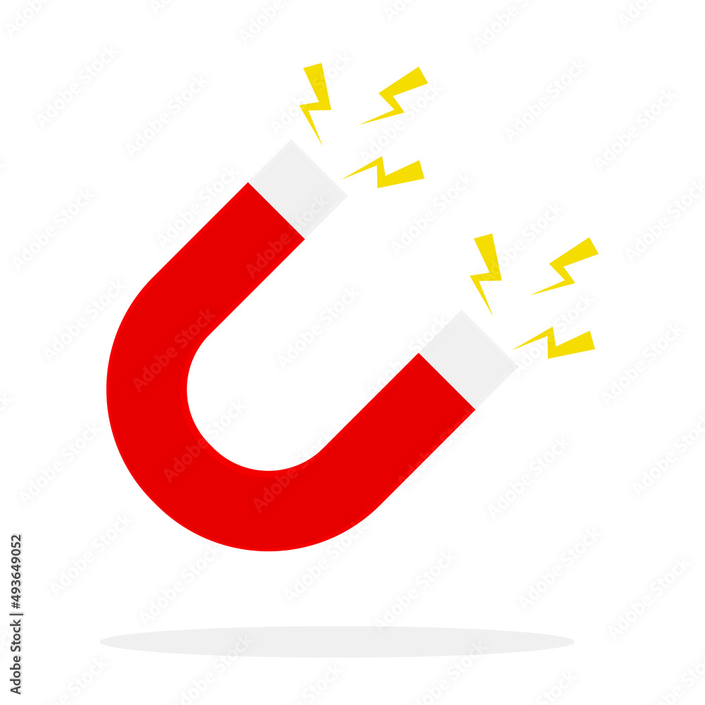 Magnet force energy attraction, horseshoe with lightning Magnet force energy attraction, horseshoe with lightning