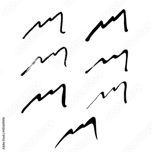 set of 7 ink line, marker, and brush drawings of Flatiron mountains, Boulder, Colorado