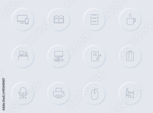 Canvas Print workspace gray vector icons on round rubber buttons