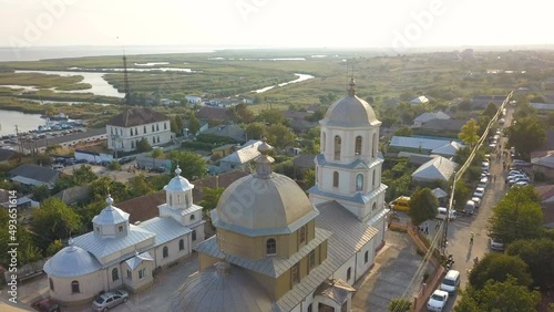 Aerial view of Jurilovca, a small fishing village in the Danube Delta, Romania photo