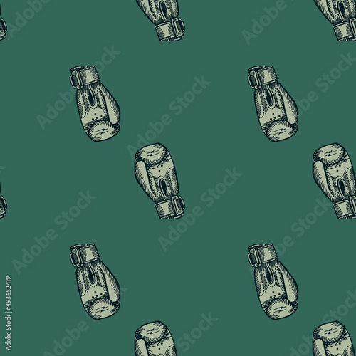 Boxing gloves seamless pattern. Vintage sport inventory background.