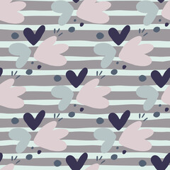 Stickers Bloemenmotief patronen Kinderlijk patroon met hartjes en bloemen  © smth.design