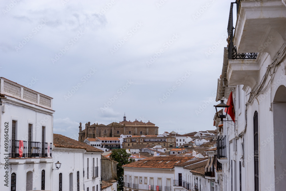 high angle view of the whitewashed Andalusian town of Aracena