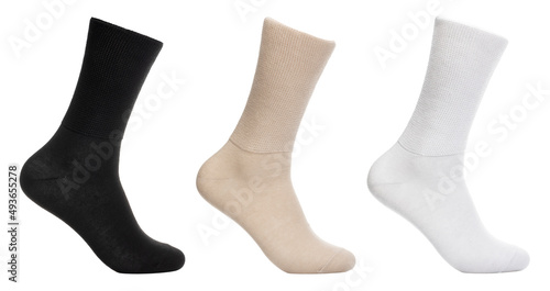 Canvastavla Long socks of various shades on mannequin isolated on white