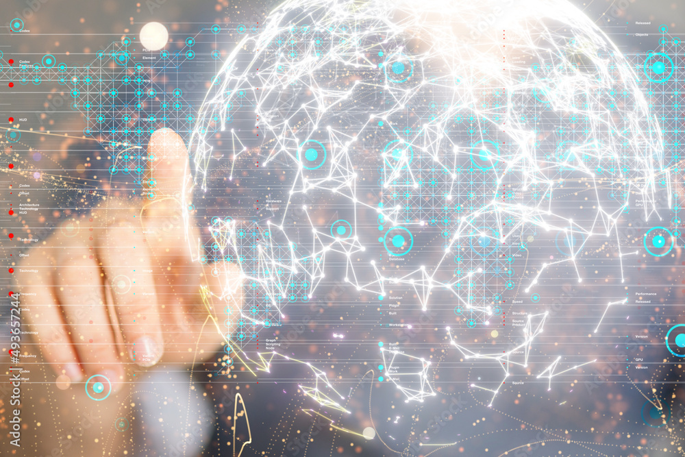Neural network 3D illustration. Big data and cybersecurity Neural network 3D illustration. Big data and cybersecurity