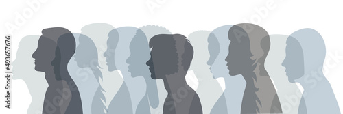 multicolored portrait of man and woman silhouette