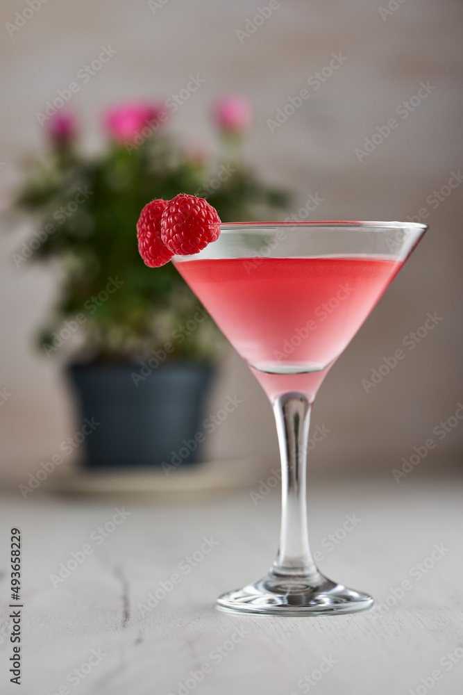 Raspberry cocktail glass
