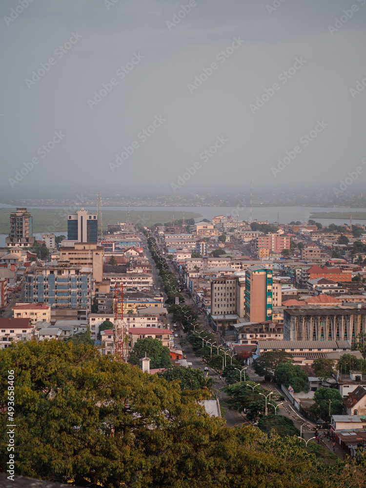 Broad Street and the Cityscape of Monrovia in Liberia, West Africa