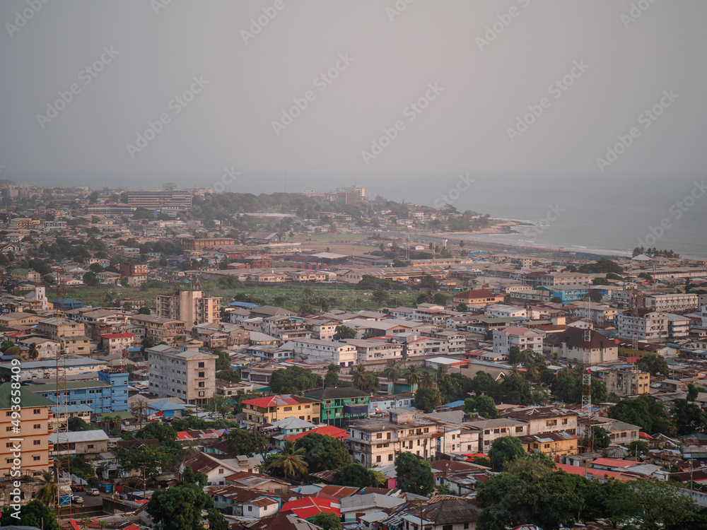 Cityscape of Central Monrovia as seen from the famous Ducor Hotel in Monrovia, Liberia