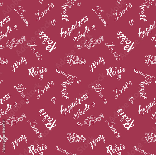 Canvas Print Seamless pattern with words on the theme of paris and travel.