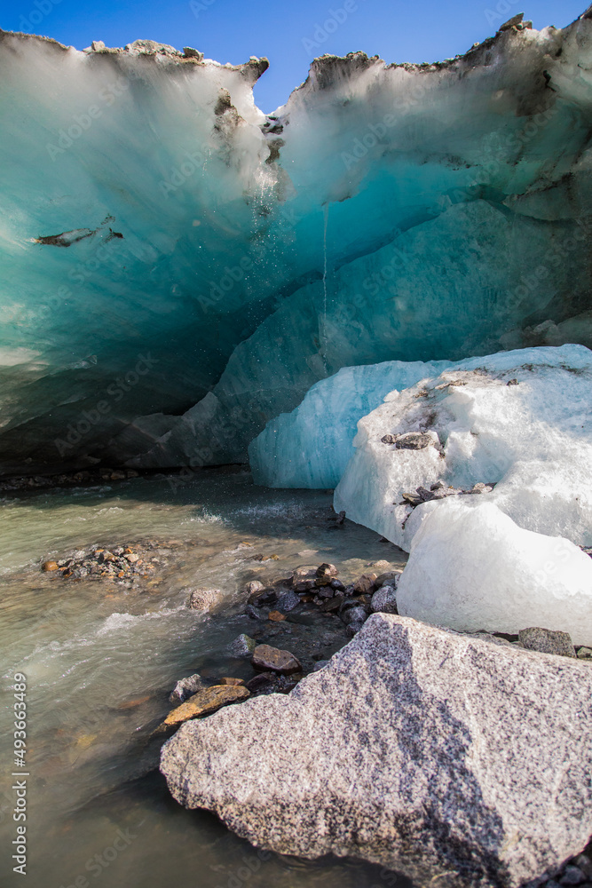 flowing out of the glacier
