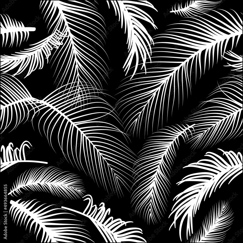 Illustration pattern palms leaves seamless with background spring design