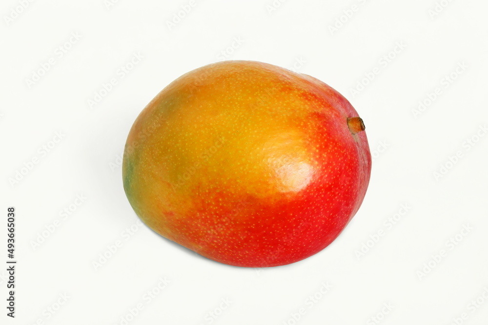 colorful ripe fresh kent mango isolated on white background - obrazy, fototapety, plakaty 