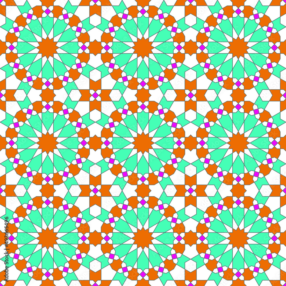 Seamless geometric ornament based on traditional islamic art.Great design for fabric,textile,cover,wrapping paper,background. Seamless geometric ornament based on traditional islamic art.Great design for fabric,textile,cover,wrapping paper,background.