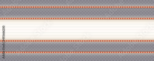 Seamless marquee theater lightbox. Retro red border with yellow light bulbs. Vintage commercial banner. Vector illustration.