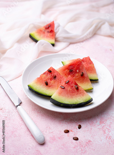 Refreshing watermelon slices and juices.