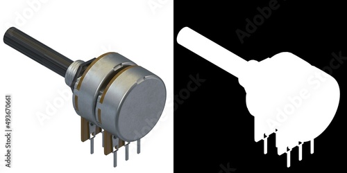 Foto 3D rendering illustration of a double potentiometer