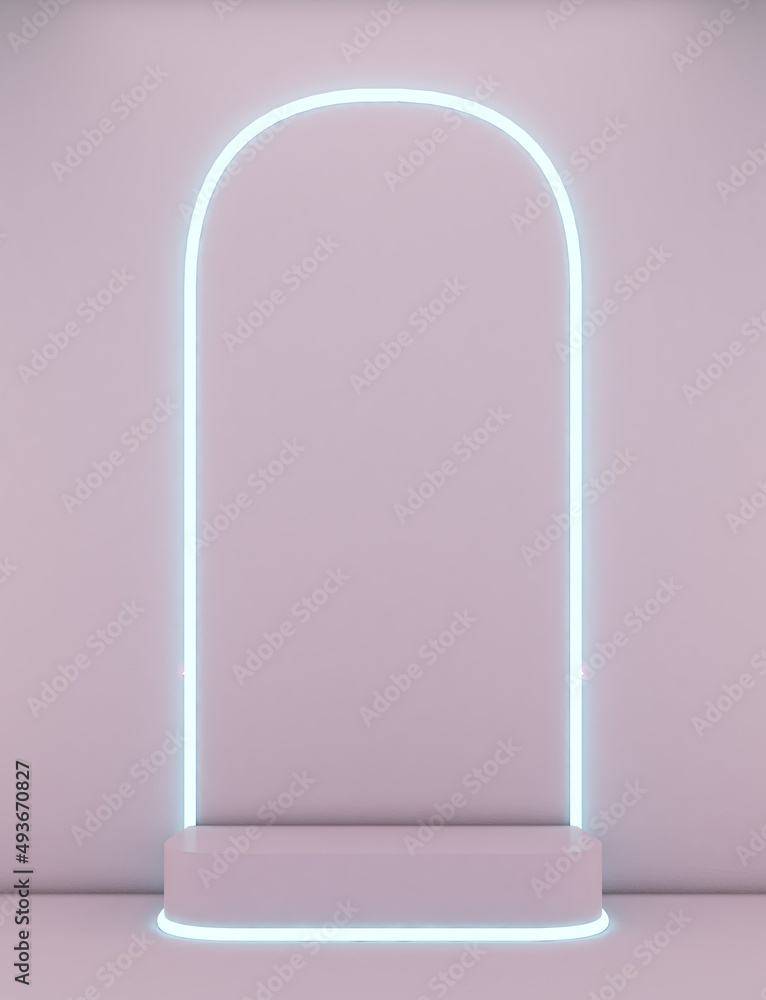 3d renderingconcret square shape podium on pink background and light line.minimailst concept 3d renderingconcret square shape podium on pink background and light line.minimailst concept